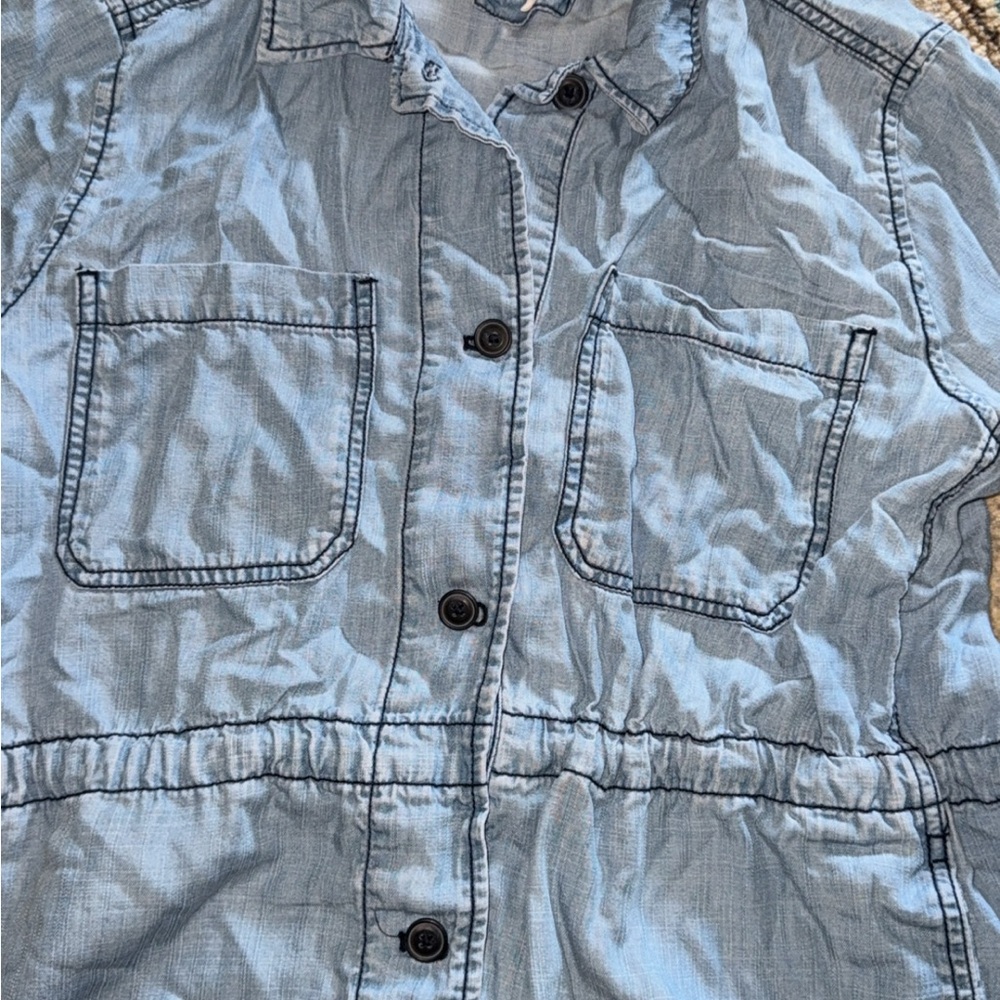 Light Blue Button-Front Utility Jacket GAP - Picture 3 of 5